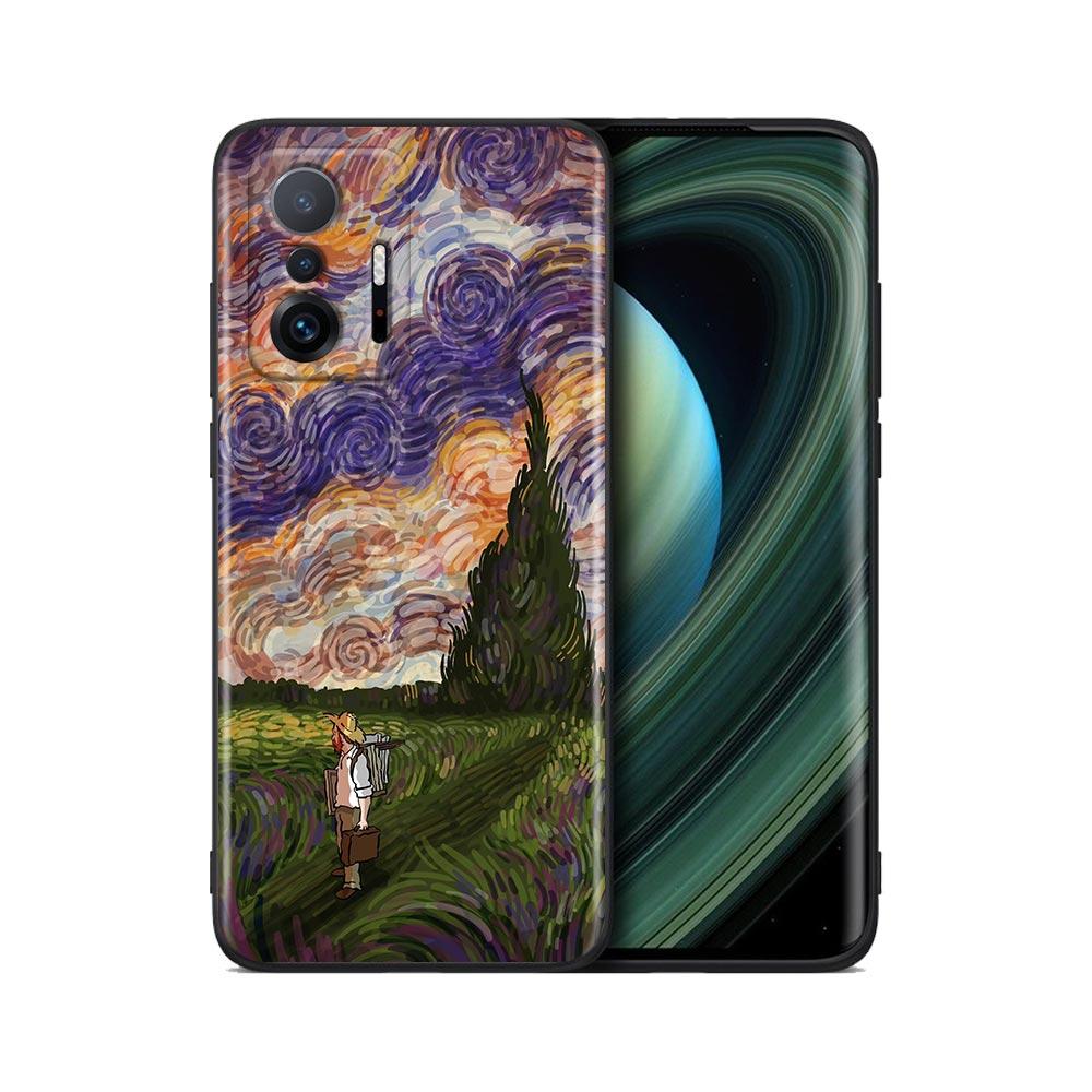 3D Relief Van Gogh Comics Phone Case For Xiaomi Mi 12 12X 11T X4 NFC M3 F3 GT M4 Pro Lite NE 5G Poco M3 M4 X4 Black Cover Fundas