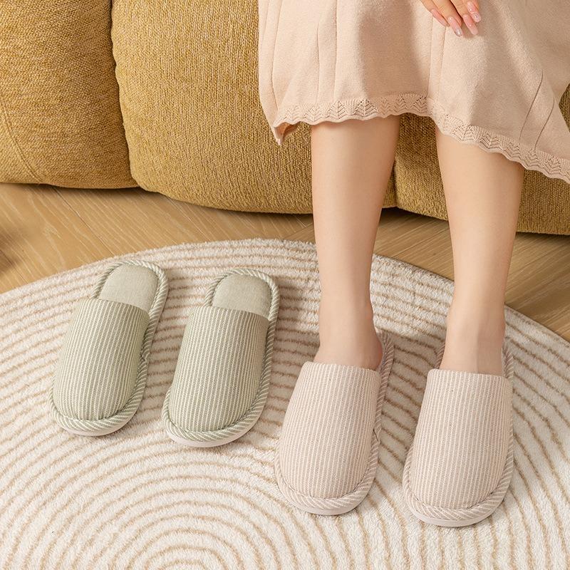 Japanese Home Cotton Slippers Autumn and Winter Couple Floor Men and Women Non-slip Soft Bottom Confinement Cotton Slippers