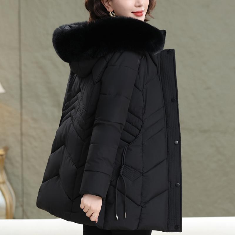 Jachete Femeie de Vârstă Mijlocie Iarnă Mărimi Mari Haine Exterioare cu Glugă Guler din Blană Faux Gros Cald Casual Palton de Iarnă Parkas Femei