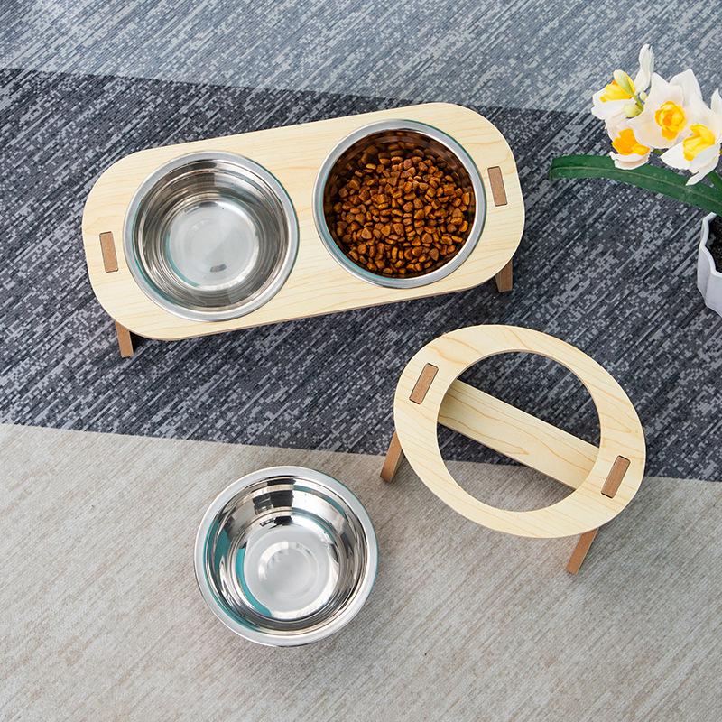 Elevated Small Toy Dog Cat Bowls Tilted Adjustable Puppy Feeder Stand with 2 Stainless Steel Bowls for Puppies Cats Accessories