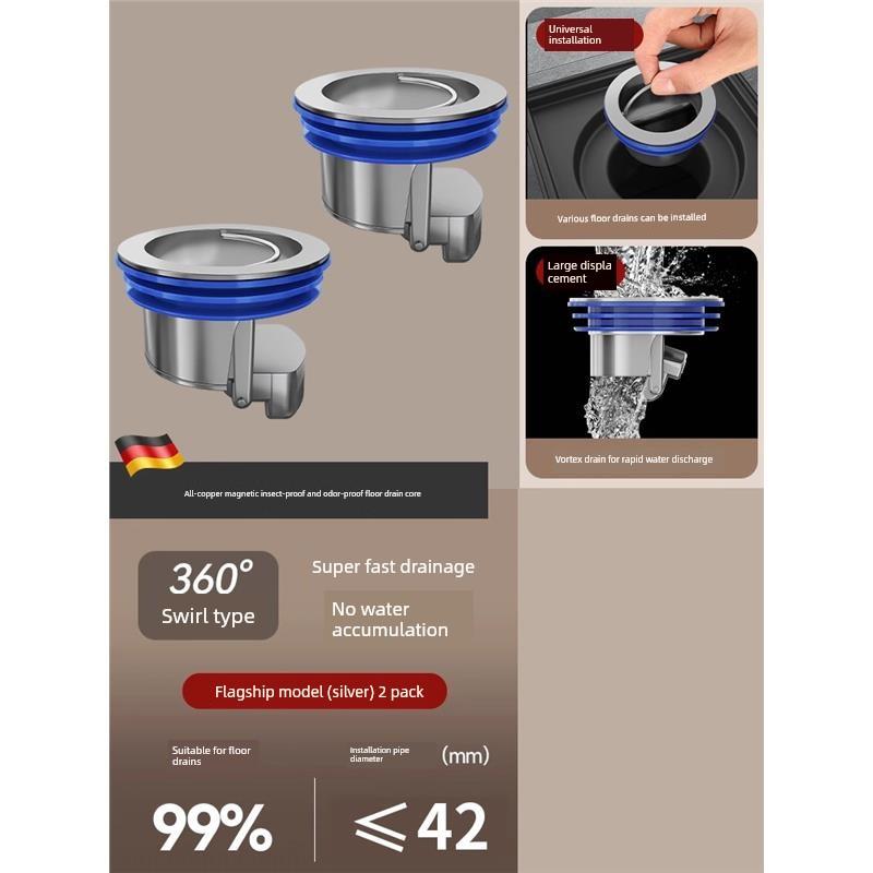 Bathroom Floor Drain Deodorizer, Small Diameter Sewer Anti-Odor Device, Toilet Anti-Insect and Anti-Clogging Drain Cover, Universal