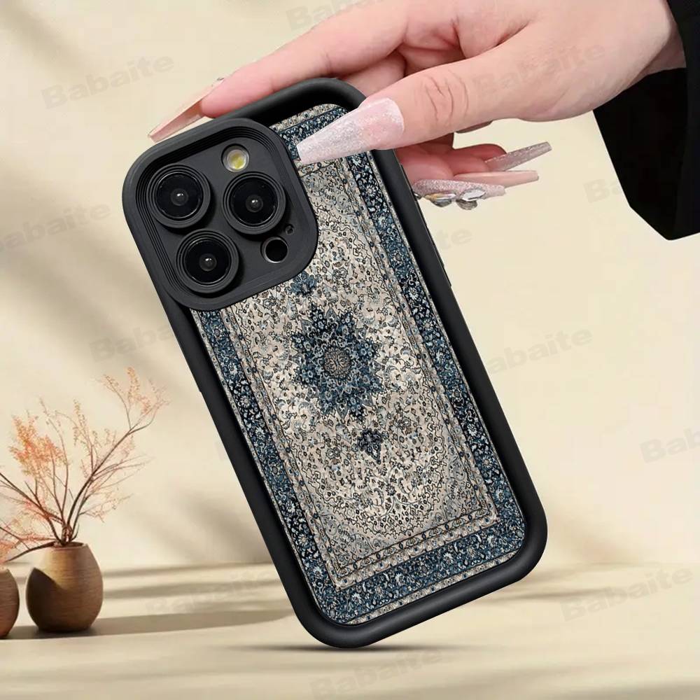 Persian Carpet Floral Art Phone Case For IPhone 17 16 15 14 Plus 13 12 11 Pro Max Air Soft Silicone Cover