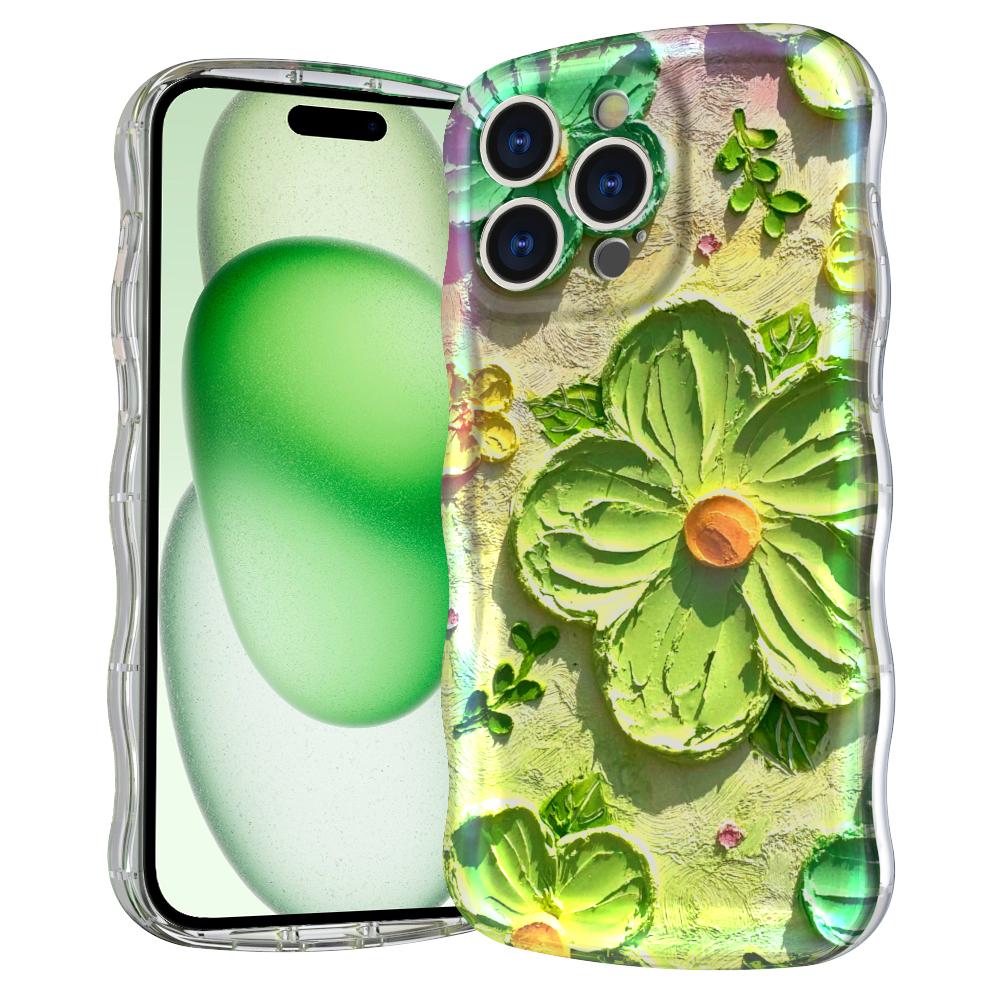 

For iPhone 15 Pro Magnetic Case Wave Edge Glitter TPU Phone Back Cover GWL10221