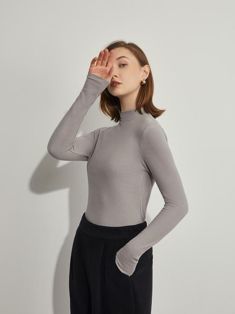 Women's Hyaluronic Acid Thermal Slimming Long Sleeve T-Shirt - Half High Neck, Autumn/Winter Base Layer