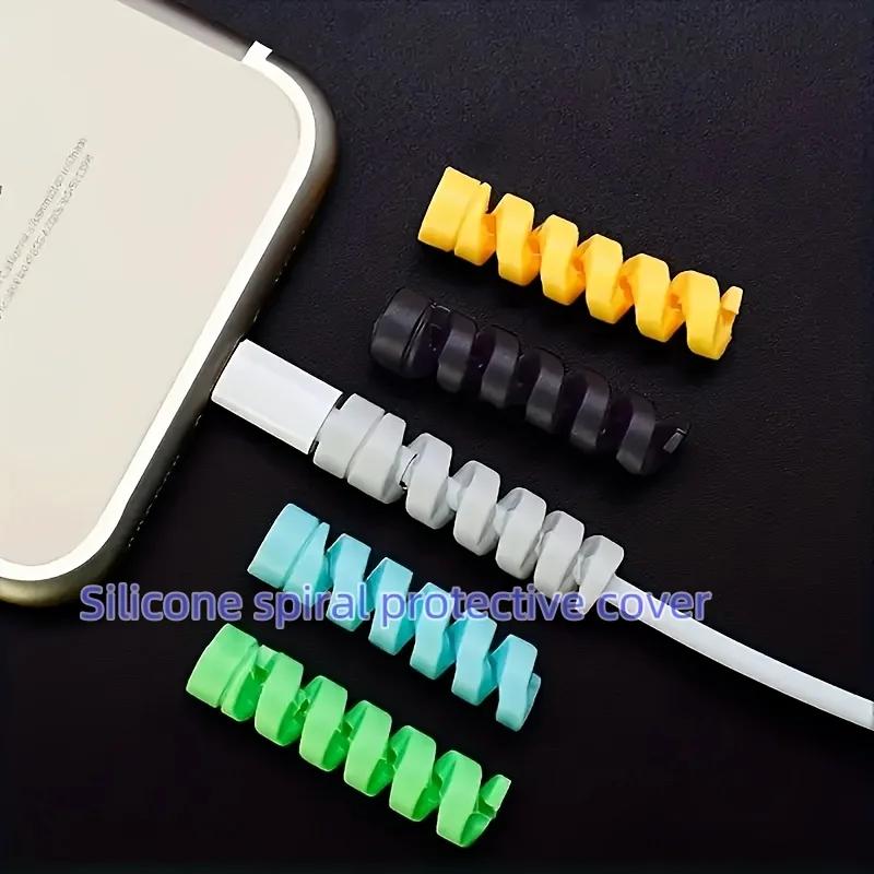 7pcs Silicone Cable Protectors-Durable,Flexible Spiral USB Cord Savers for Home & Office Use,Charger,Cable Cover,Office Desk