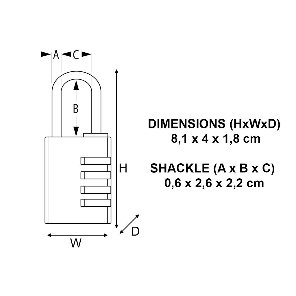 Master Lock 4-Digit Combi Aluminium Padlock with Brass Finish, 81x40x18 mm