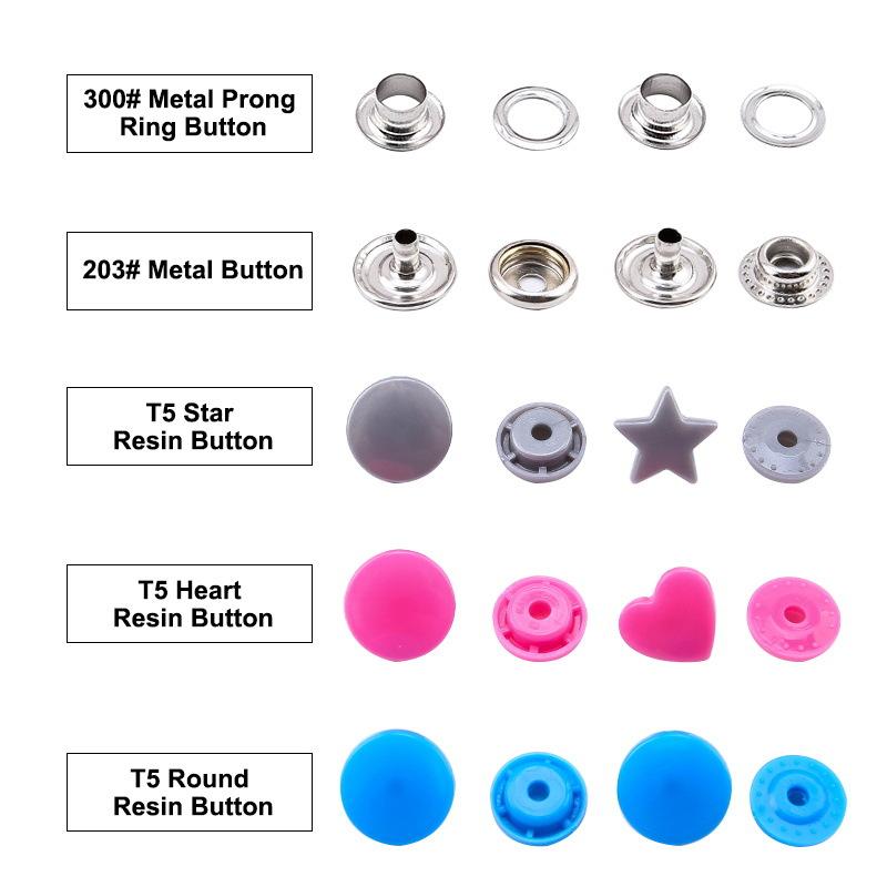 AEE4-Snap Fasteners Button With Pliers Tool, Plastic Metal Snaps No-Sew Buttons For Clothes, Wallets And Sewing
