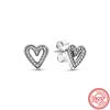 Hot Selling 100% 925 Sterling Copper Sparkling Infinity Red Heart Zircon Original Pantaro Stud Earrings Women Zircon Wholesale
