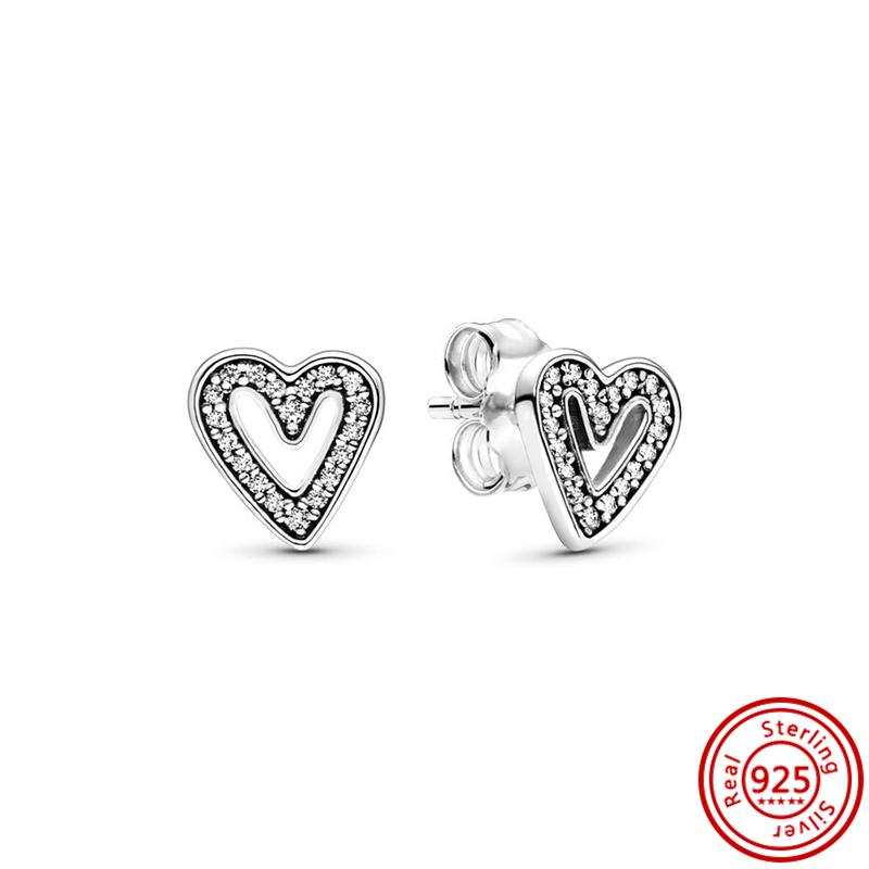 Hot Selling 100% 925 Sterling Copper Sparkling Infinity Red Heart Zircon Original Pantaro Stud Earrings Women Zircon Wholesale