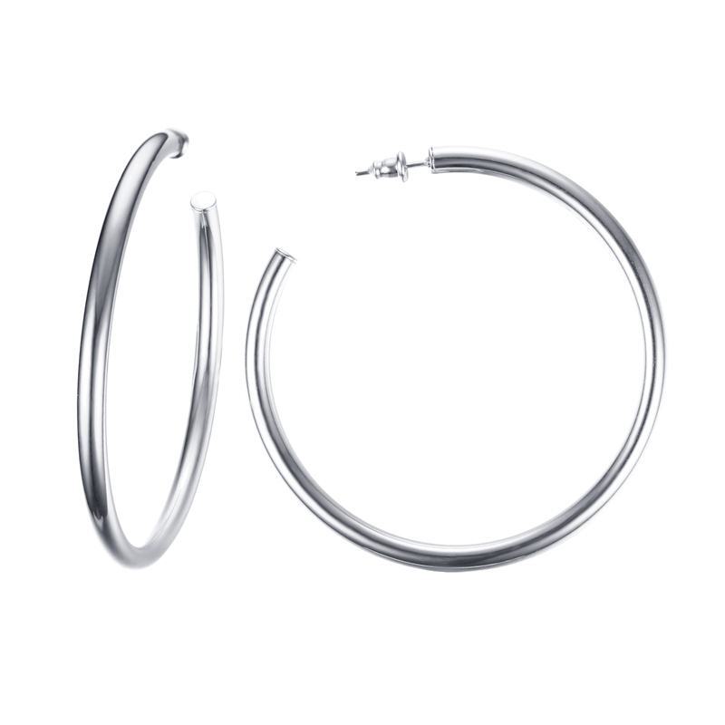 

Waterproof Chunky Circle Hoop Earrings For Women, Gold Plated Stainless Steel Loop Earring 25/42/50/63mm C shape 63mm