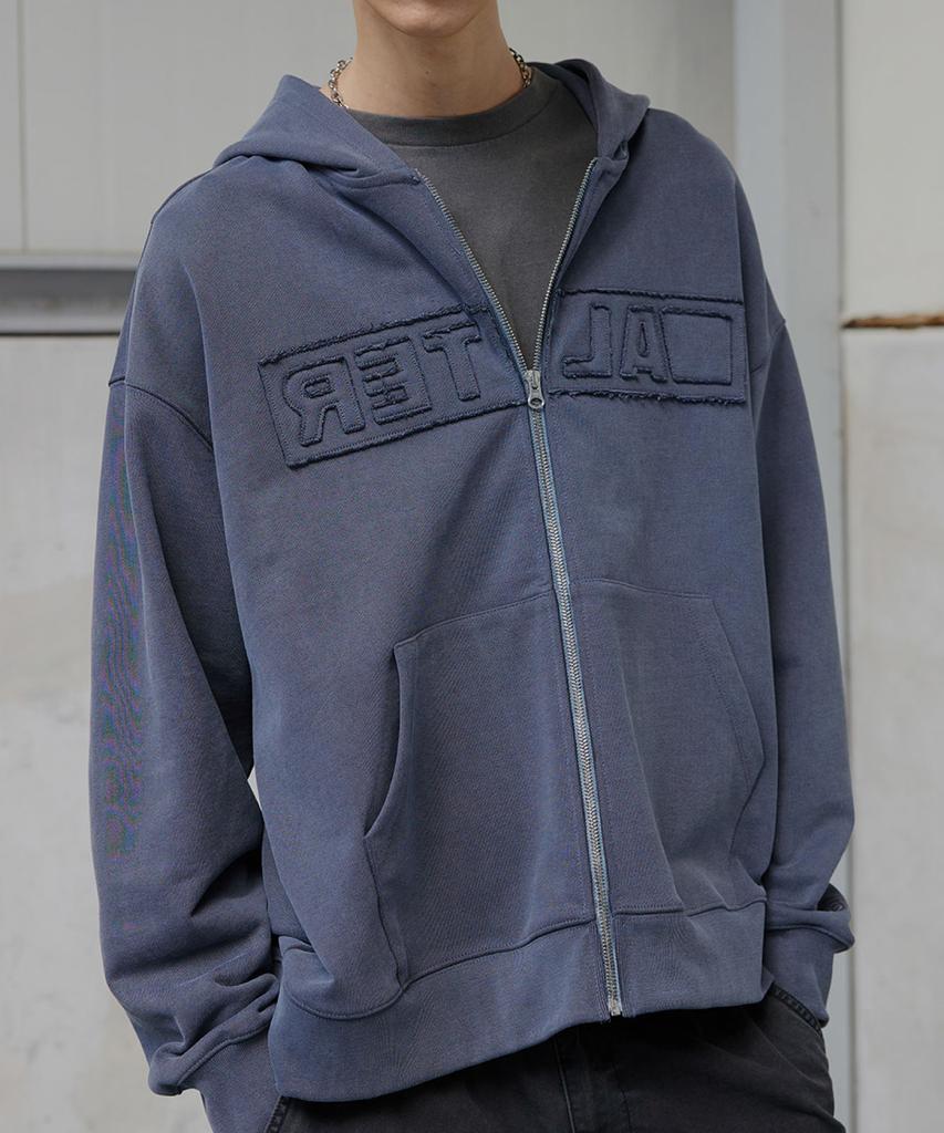 Alter Studio Pigment Applique Zip Up Hoodie_Navy