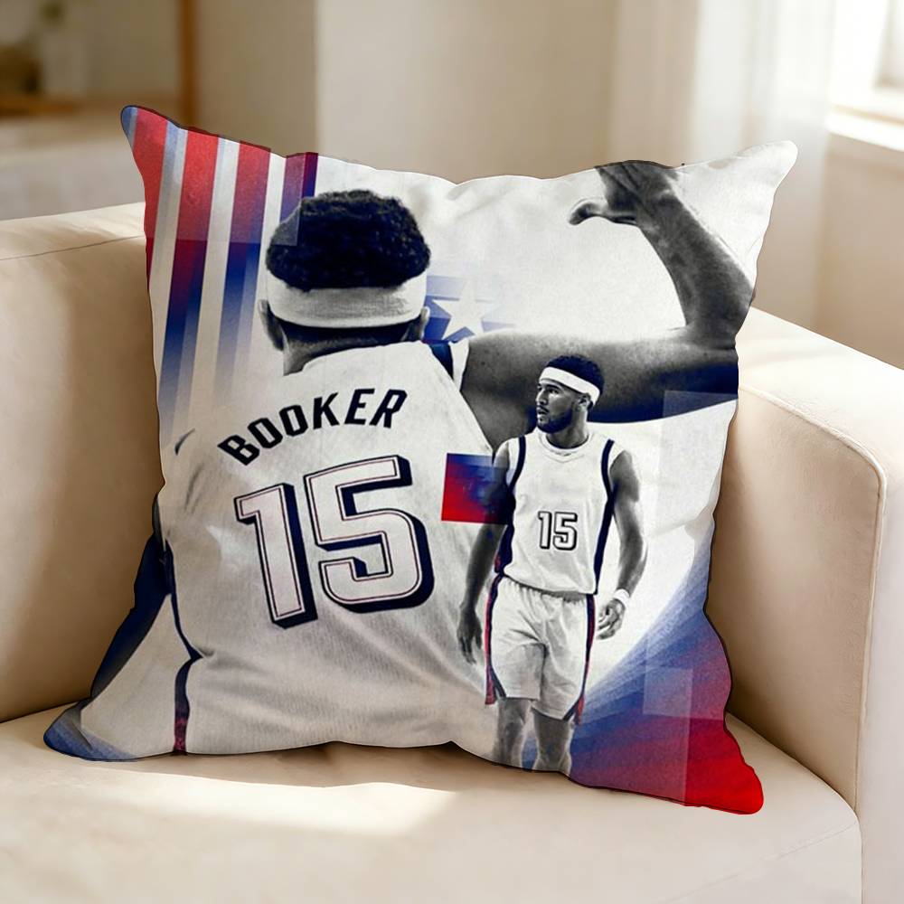 D-Devin Booker Basketball player Square Double-Sided printed Pillow Case Bedroom Bedside Pillow Sofa Cushion Cover