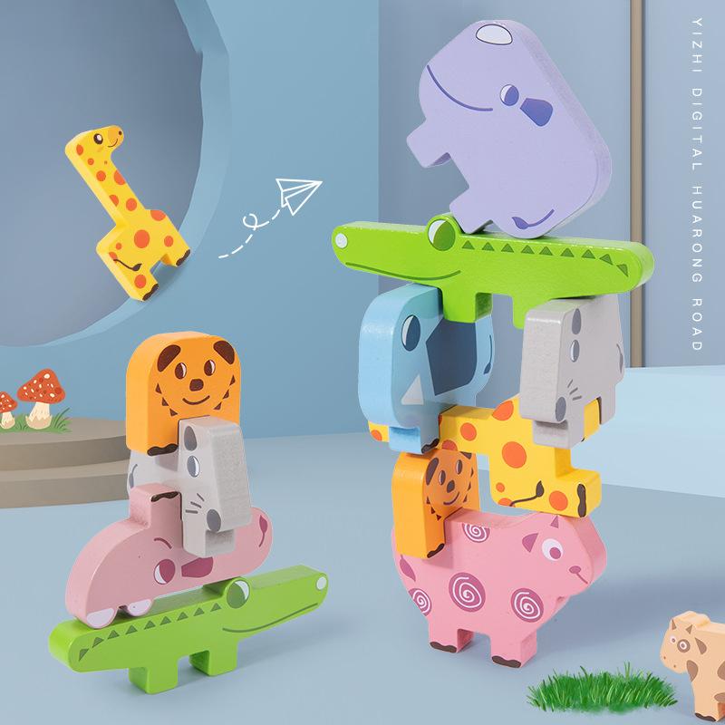 Animal-Themed Wooden Stacking Toy  Balance  Build Tower Game for Children Educational Building