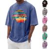 Men's Printed Round Neck T-Shirt Casual Sports Short-Sleeve Top