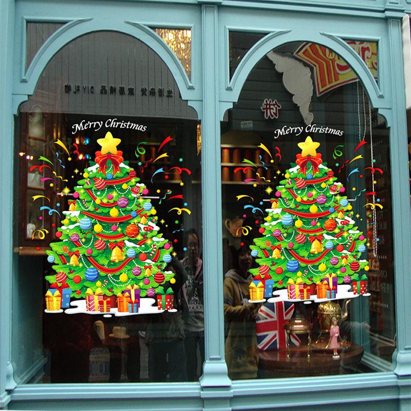 Christmas Snowman Snowflake Santa Claus Home Party Decoration Stickers Electrostatic Glass Window Wall Decals New Year