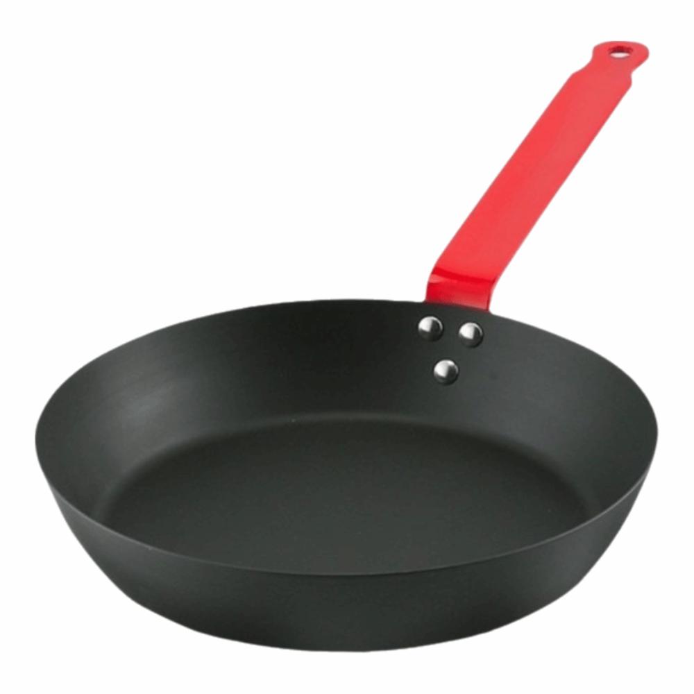 Uncoated Cast Iron Pan Flat Omelette Pan Durable Steak Frying Pan Gas Induction Cooker Red 26cm