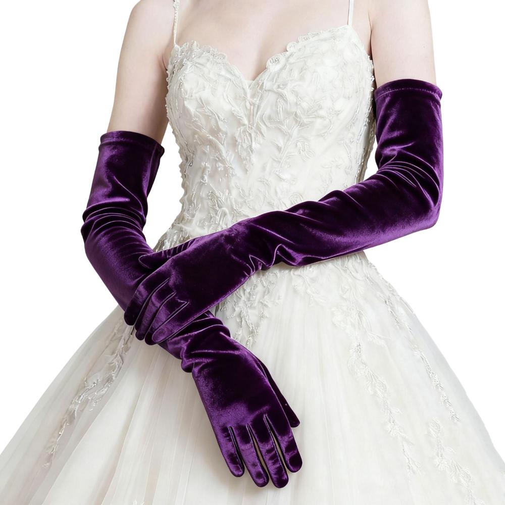 53cm Women's Fluffy Gloves Elegant Bride's Long Mittens Velvet Long Gloves  Dress-Up  Accessories