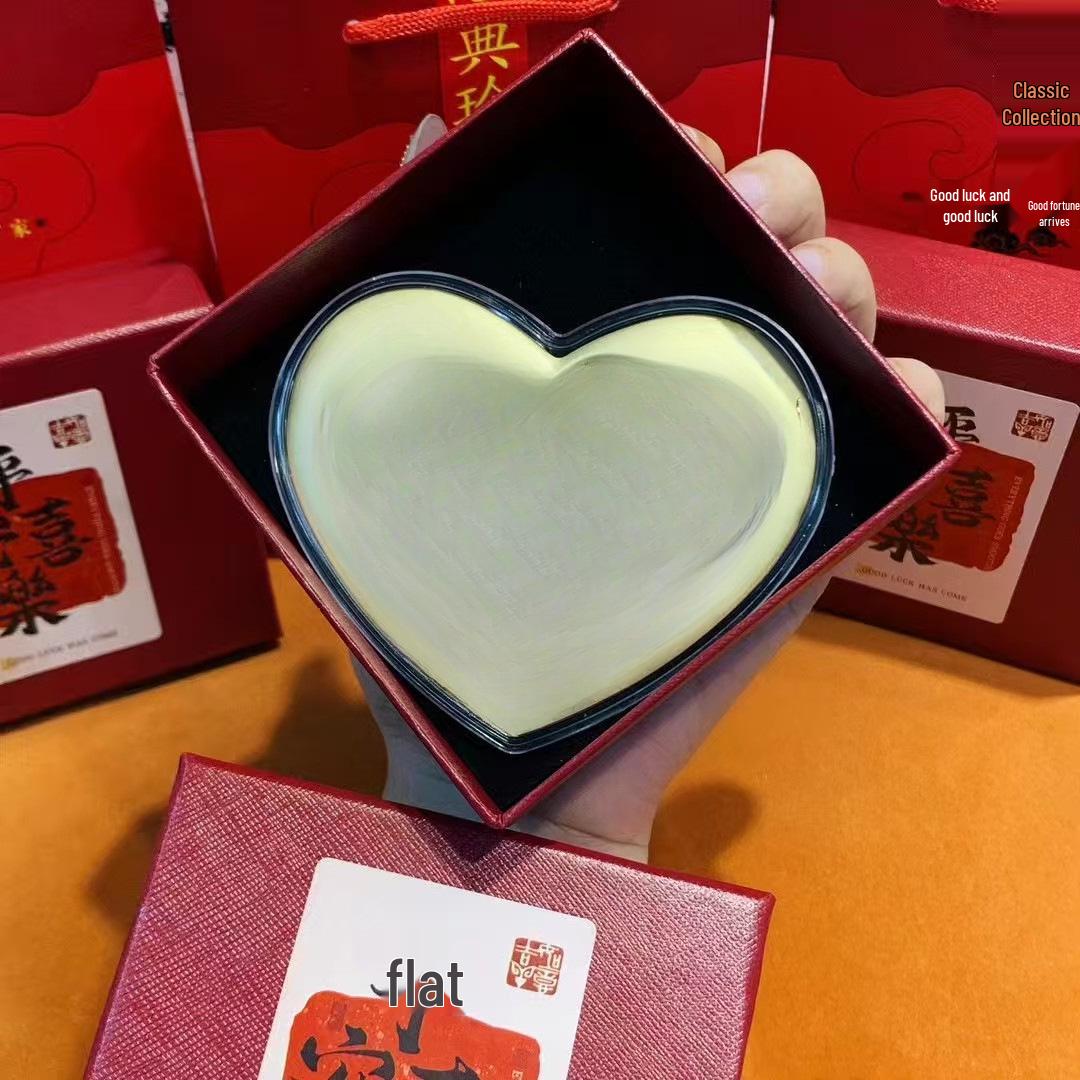 Gold 999 Pure Gold Heart-Shaped Qixi Festival Cake - Valentine s Day Gift Love 520 for Your Princess.