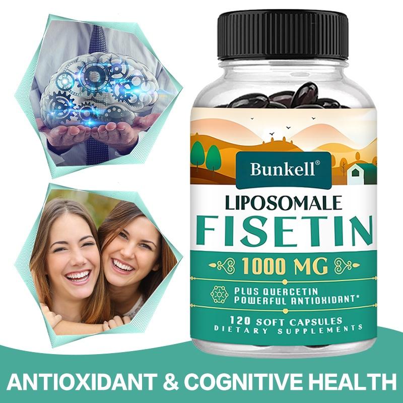 Bunkell Liposomal Fisetin 1000mg with Quercetin 200mg, Powerful Antioxidant, 120 Soft Capsules