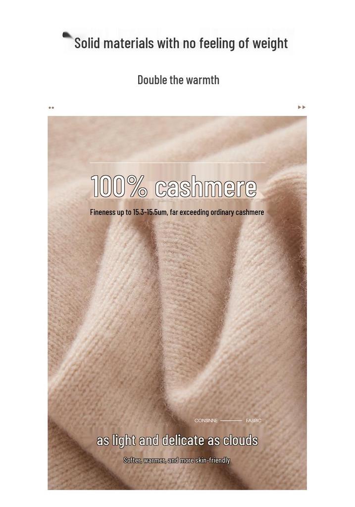 2025 Autumn/Winter Women's Pure Cashmere Round Neck Sweater - Saddle Shoulder, Thickened, Loose Fit, Slimming Knit Base Layer
