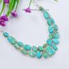 Natural Kingman Turquoise Necklace, Cluster Necklace, 925 Sterling Silver Necklace, Gift for Wife, Turquoise Statement Necklace