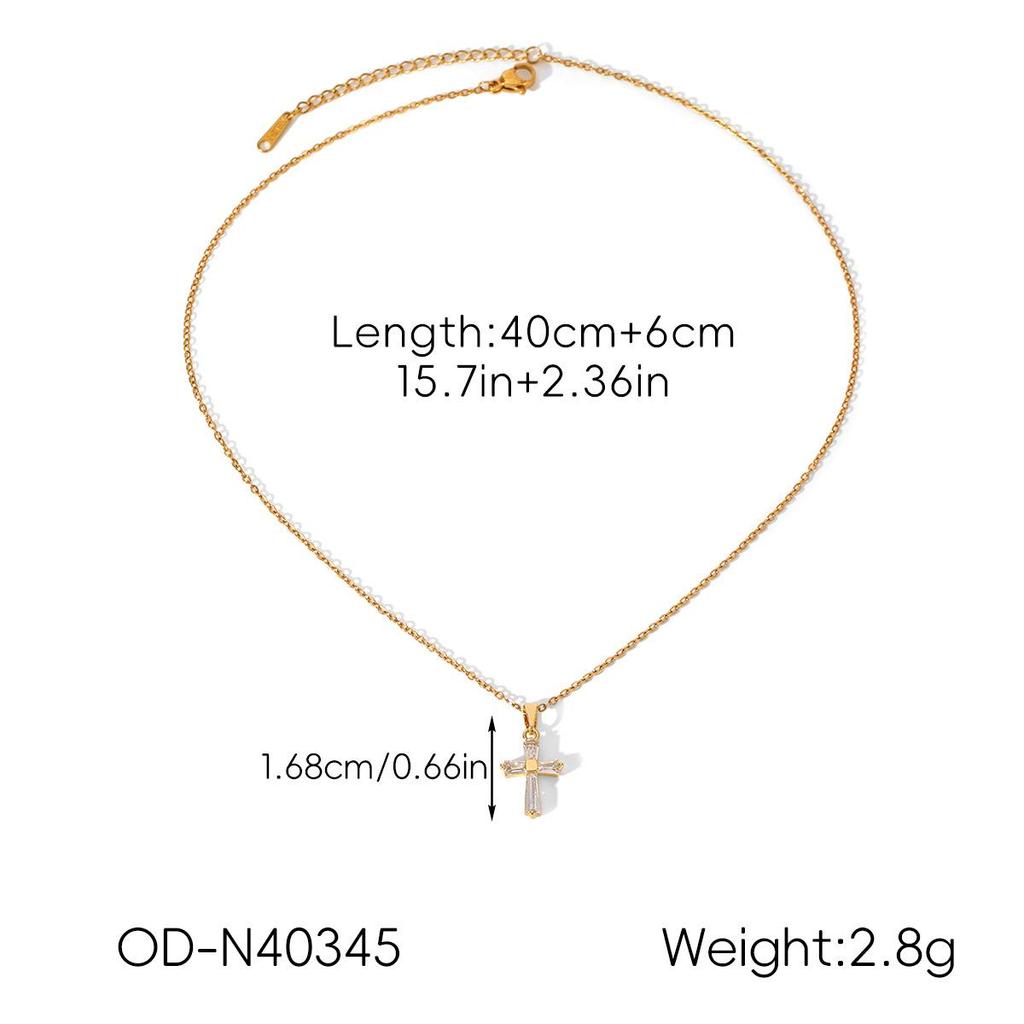 Heiß verkaufende französische Edelstahl-Kreuzkette mit Zirkon- und Perlenanhänger