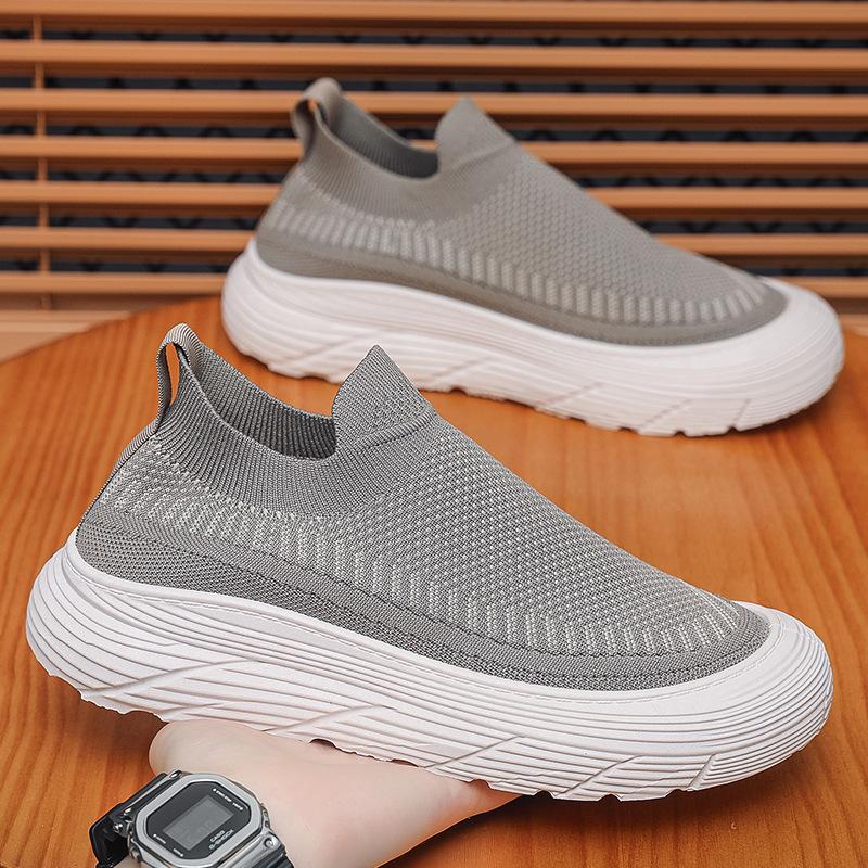 

Мужская обувь летняя дышащая сетчатая обувь мужская трендовая универсальная на толстой подошве спортивная обувь из летучей ткани повседневная обувь 44