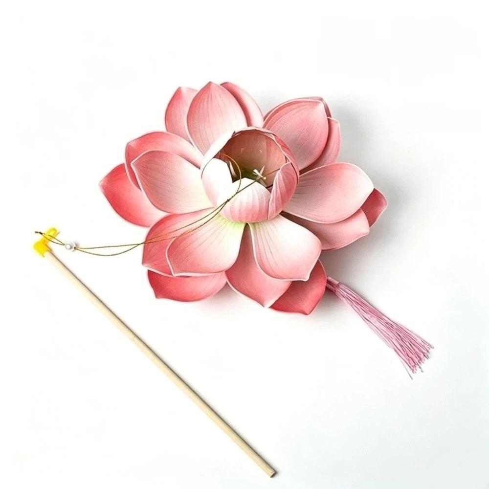 Ancient Style DIY Lotus Lamp Material Kit Portable Handmade Hand-Held LED Light Elegant Design Festive Decor