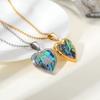 Dames Hart Medaillon Ketting Hanger, Vintage Schelp Inleg Roestvrij Staal Sieraden Waterdicht