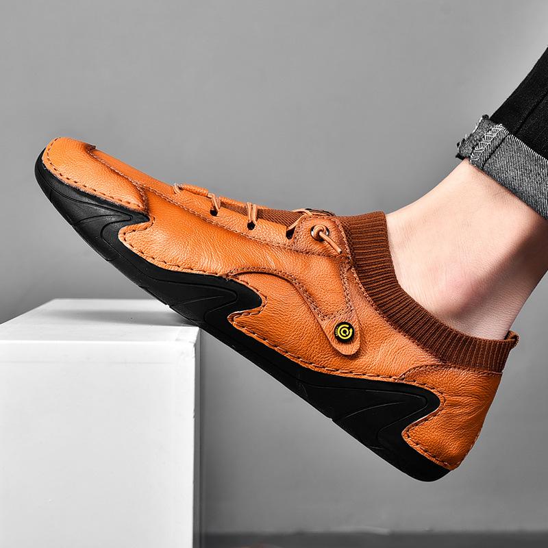 Large Size Men's Beanie Shoes Fashion Handmade Casual Leather Shoes Breathable Octopus Driving Shoes Large Size Men's Shoes