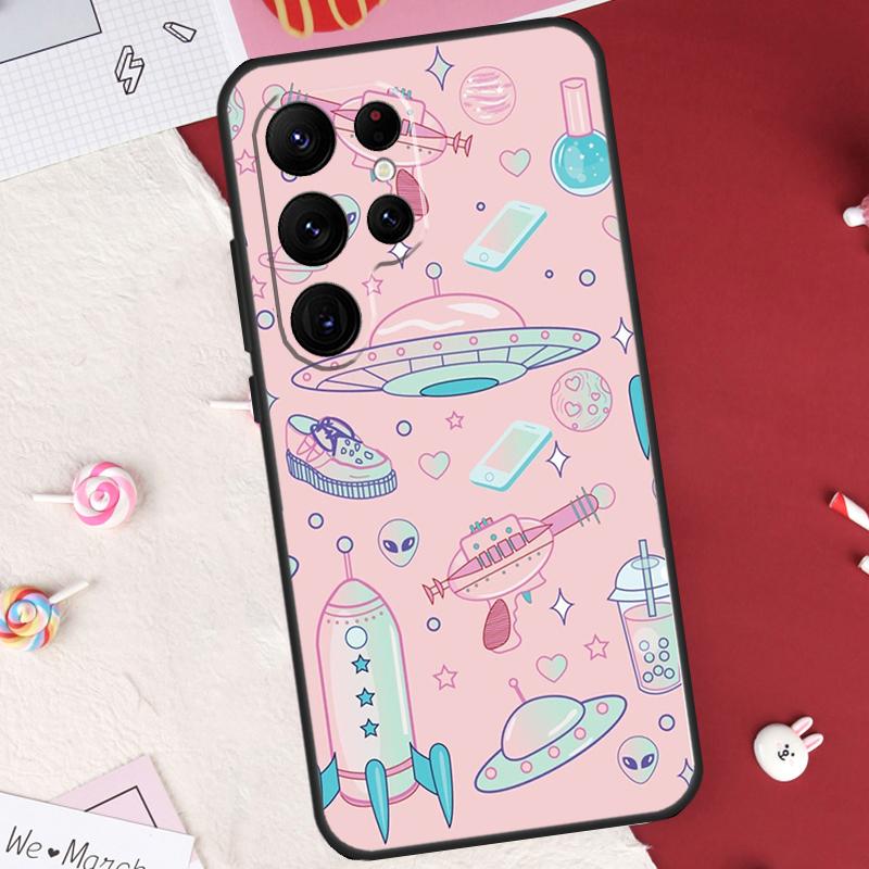 Alien Kawaii Art Case For Samsung Galaxy S24 FE S20 FE S21 S22 S23 S25 S26 Ultra S10 Plus S25 FE Cover Shell