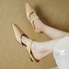 Fashion 2025 NEW Summer Women Mules Genuine Leather Women Shoes Square Toe Chunky Heel Cover Toe Slingback Sandals Modern Slippers