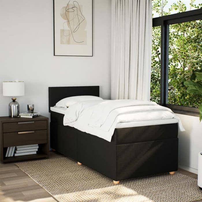 VidaXL Bed Slat Base with Mattress Black 90x200 Cm Fabric 3286558