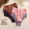 Women‘s Cotton Fabric Panties Sexy Lace Trim High Waist Underwear Solid Color Breathable Bikini Briefs Female Sexy Lingerie New
