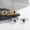 S925 Sterling Silver Natural Black Agate Blue Gold Treasure Ring Female Personality Twist Round Gemstone Xiaohongshu
