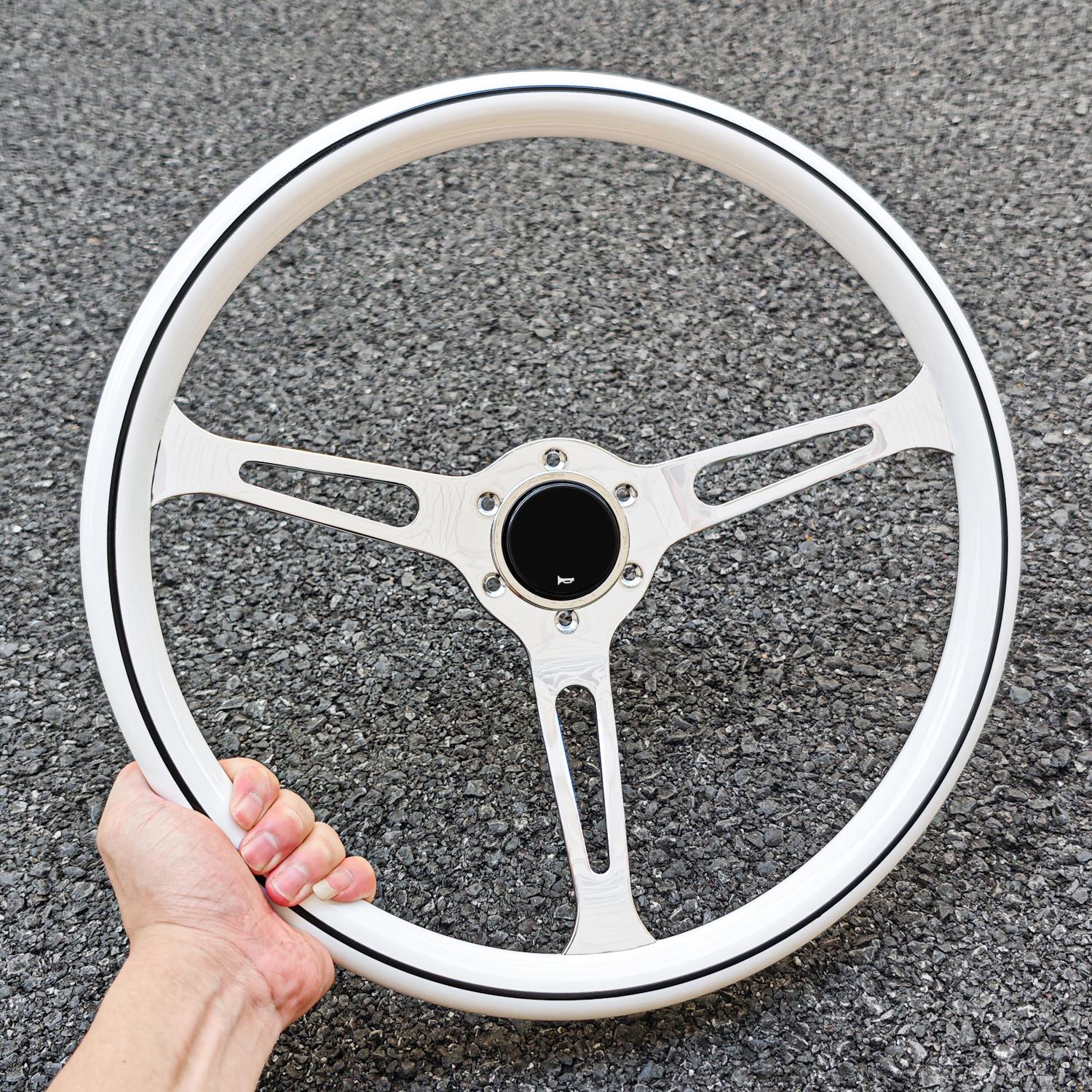 JDM White Classic Style Steering Wheel