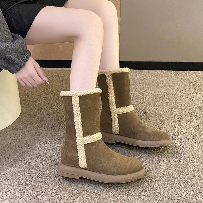 

Женские зимние сапоги носят хлопковые сапоги зимой, теплые, с толстой подошвой, модные универсальные сапоги 40 коричневый