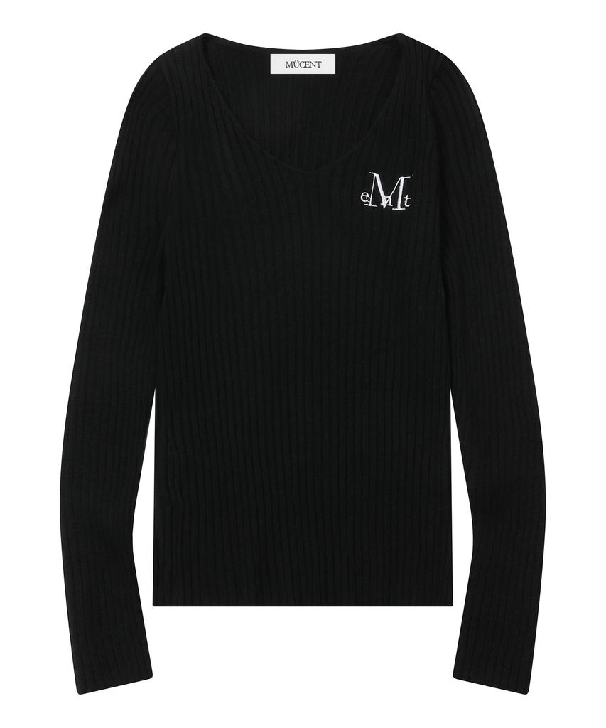 MUCENT Sharon V-Neck Crop Ribbed Knit (3 Colors)