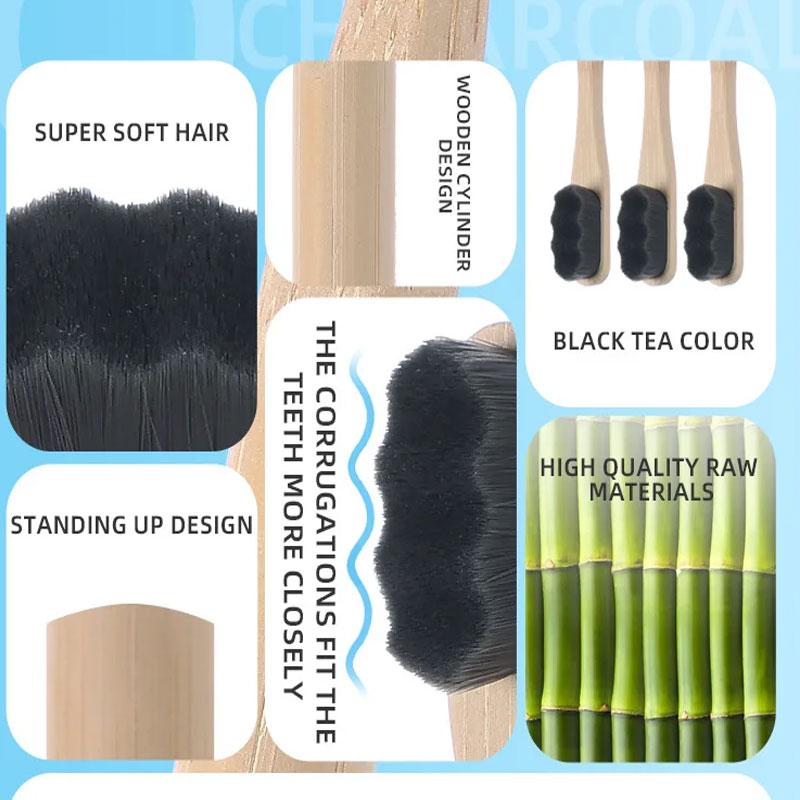 1PCS/4PCS Toothbrush for Adult Biodegradable Bamboo Toothbrush Environmentally Friendly Natural Material Ultra Dense and 10000 S