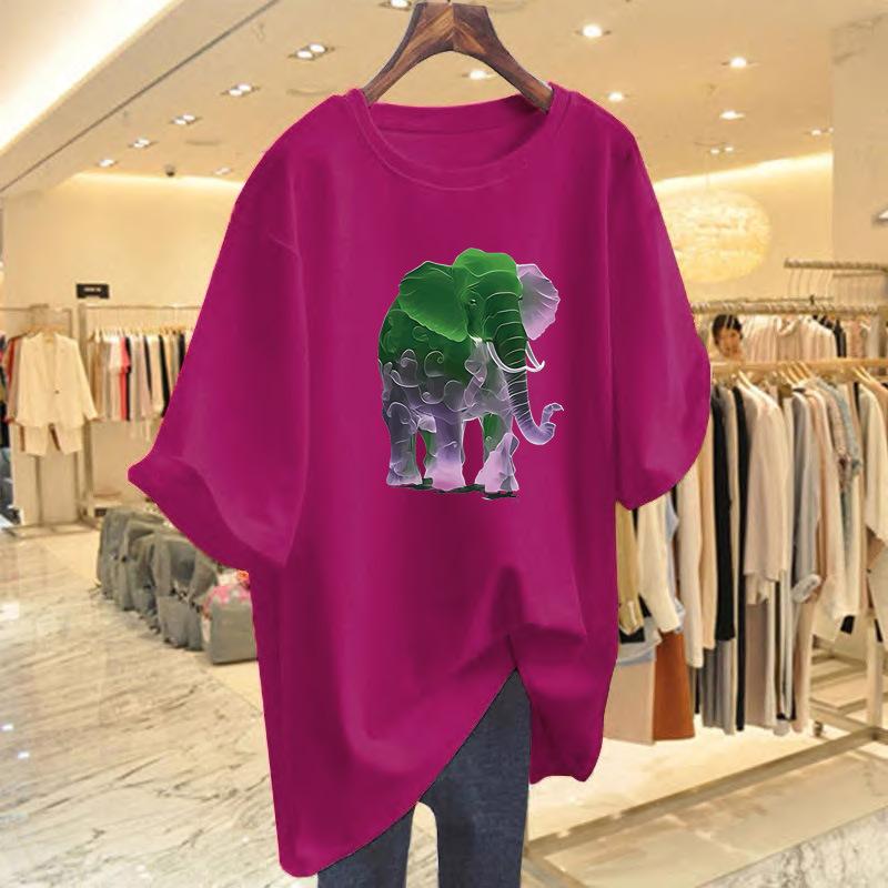 Elephant cotton short-sleeved T-shirt women's Hong Kong flavor chc top bottoming shirt design sense niche 2025 summer new trendy