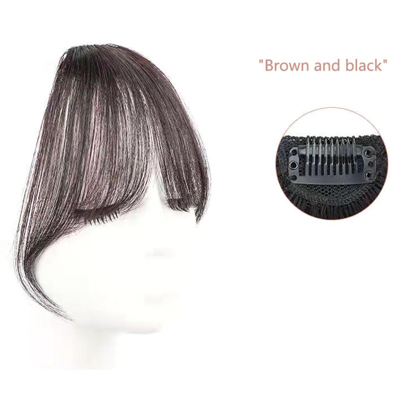

Синтетическая челка на заколках, натуральные височные пряди, накладки для волос для женщин, накладная воздушная челка, наращивание волос для повседневной носки теплый черный