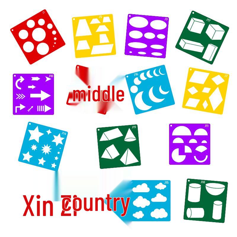 Colorful Geometric Shape Stencils (20 Sheets) - Children's DIY Painting Tool Set