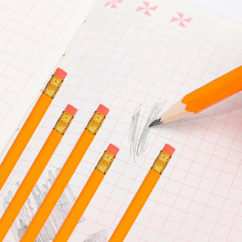 10Pcs with Eraser Pencils Stationery Supplies Wooden Pencil Fashion Drawing Pen for Office School