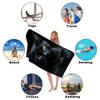 Telo Mare Gatto Nero Vivace, Stampa Artistica Occhi Gialli Asciugatura Rapida Senza Sabbia Microfibra Asciugamani da Bagno per Viaggi, Nuoto e Campeggio