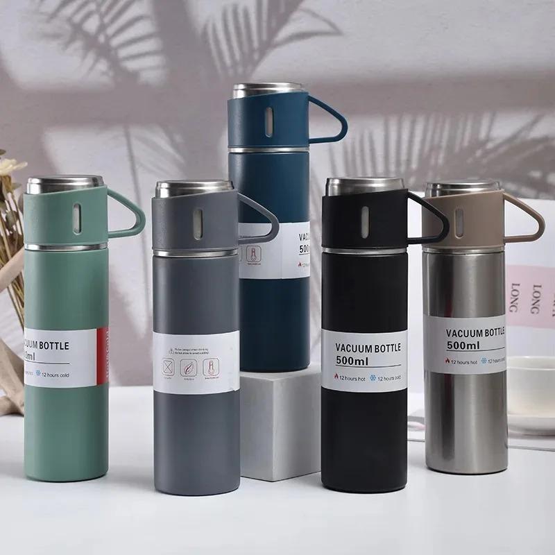 Edelstahl 500ML Vakuum-Thermoskanne Doppelwandige Tasse Geschenkset Büro Geschäftsstil Thermoskanne Thermoskanne Outdoor Heißwasser Isolierung