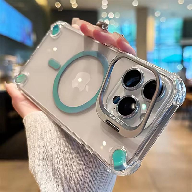 

Роскошные магнитные противоударные чехлы для телефона для iPhone17 16 15 14 13 12 Pro Max Plus 11 для Magsafe с защитой линз из стекла, чехол-подставка iPhone 11 синий