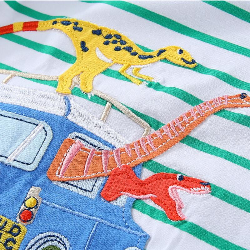 25 Years Spring & Autumn Boys' Cartoon Embroidery Long Sleeve T-Shirt, Round Neck - European & American Style