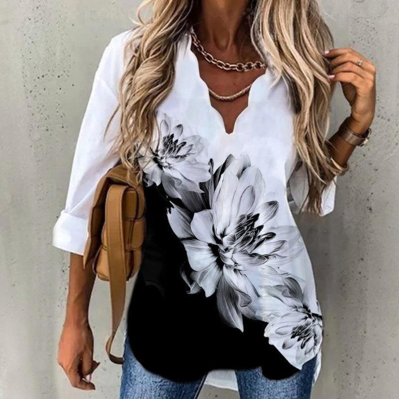 JPNTKY Women's Fashion Casual Long Sleeve V-Neck  Blouses & Shirts