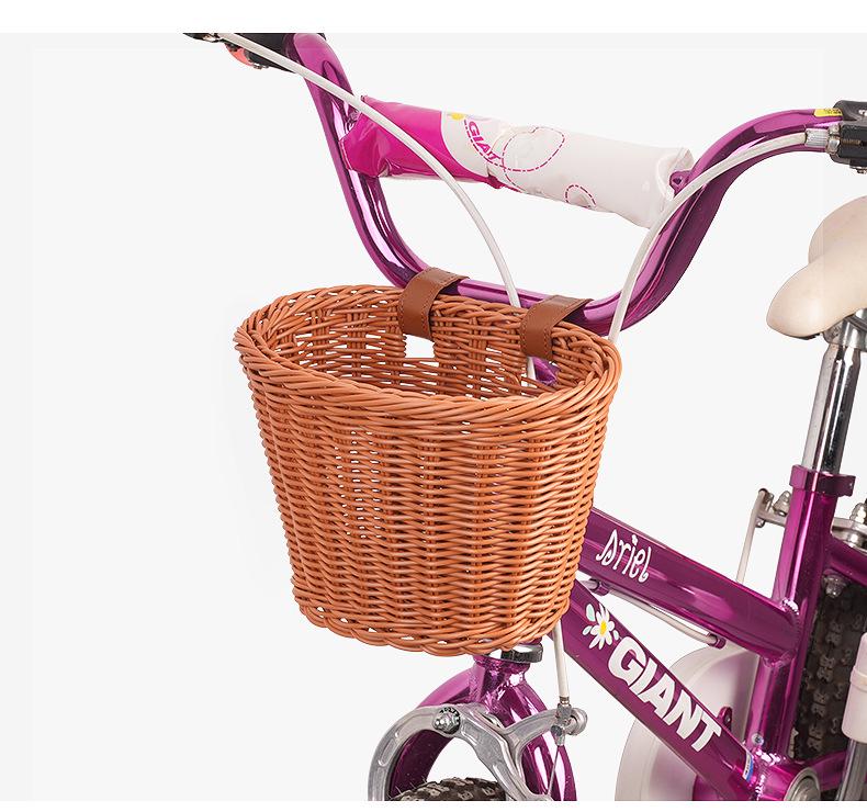 Children's Retro Rattan Bike Basket with Bell, Stickers, and Handlebar Tassels - Bicycle Accessories