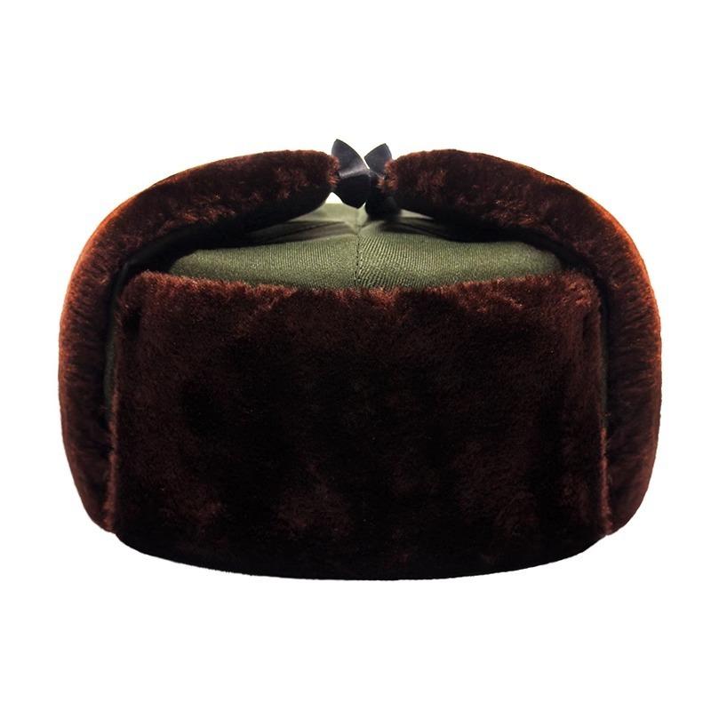 

Зимняя защитная хлопковая шапка, черная утолщенная бархатная кожаная шапка, ветрозащитная и теплая дежурная холодостойкая хлопковая шапка One size